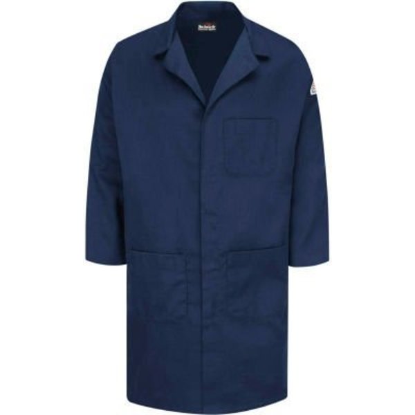 Vf Imagewear Bulwark¬Æ Unisex Concealed Snap Front Lab Coat, Navy, Cotton/Nylon, M KLL6NVRGM